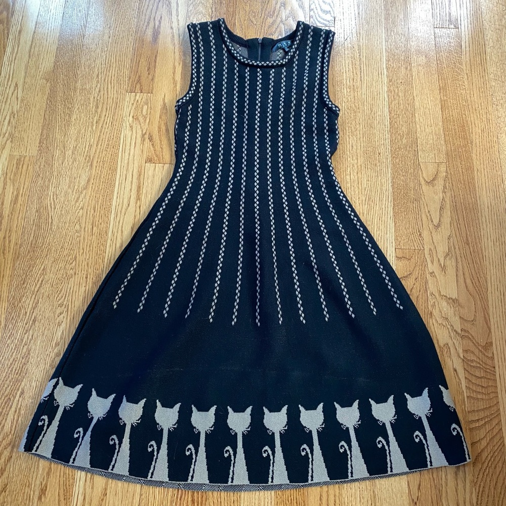 Modcloth cat dress with nice, thick knit fabric. Super cute for fall.
